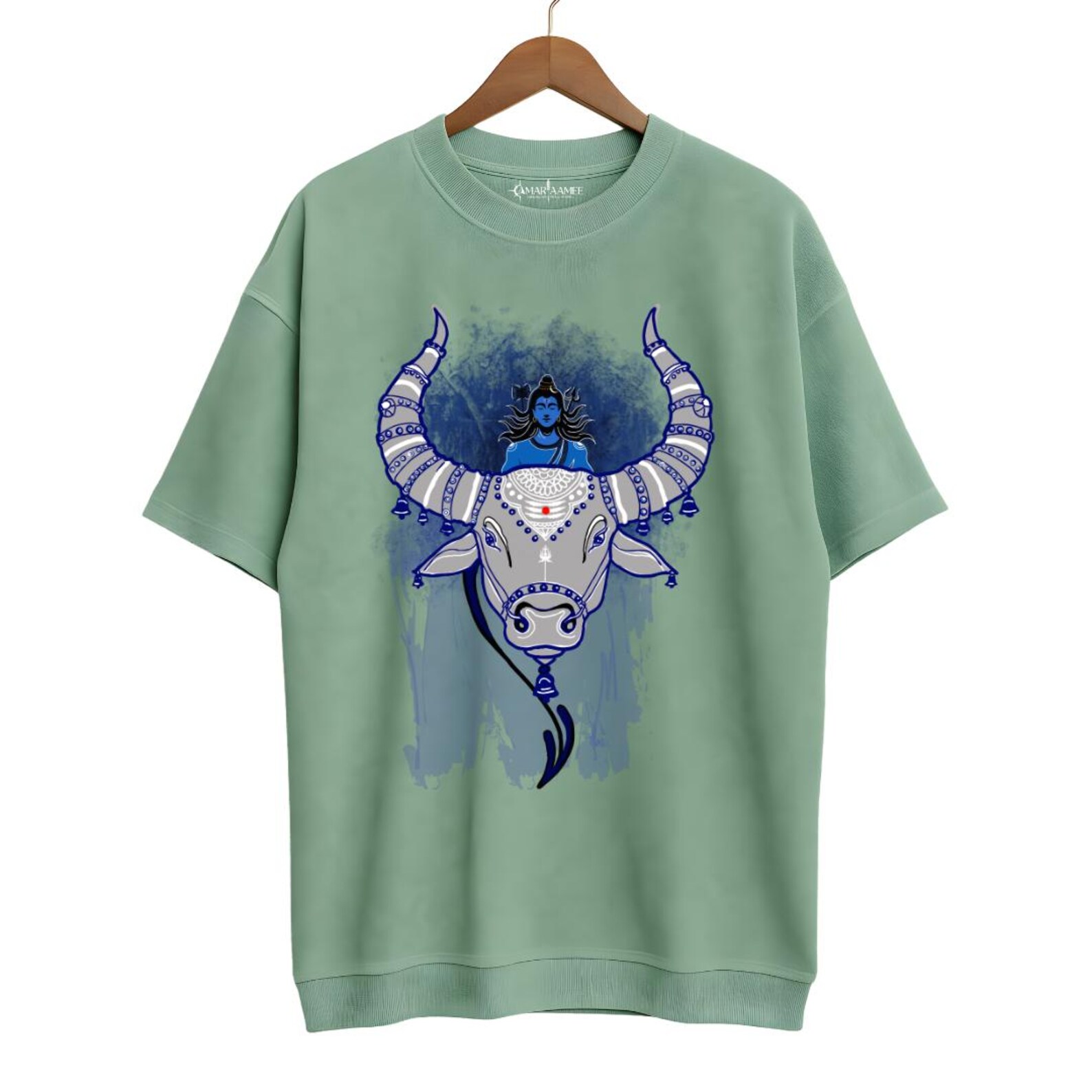 Shiva Nandi Bull T-Shirt | Digitally Hand-Painted Indian Mythology Graphic Tee